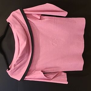 Katherine Barclay Pink with wide Neck 3/4 sleeve Silk blend knit top size Small